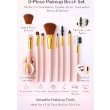 Çelik Ticaret 8 Adet Makyaj Fırça Seti Profesyonel Fondöten Pudra Allık Far Kaş Eyeliner Fırçası Yumuşak Kıllı Günlük ve Profesyonel Kullanım Için Komple Makeup Bru