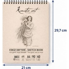 Çelik Ticaret A4 Eskiz Defteri, Ince Grenli, Kolay Silinebilir Ph Nötr Kağıt, Spiralli Book, 90 G/m², 40 Yaprak, Çizim ve Karakalem Için