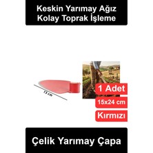 Wonara #yarımayçapa Yarımay Çapa 15X24 cm Çelik Bahçe Tarla Toprak Işleme Ot Temizleme Kanal Açma El Aleti Kırmızı Boyalı Sap Soketli Keskin Ağızlı Dayanıklı Tarımsal Kazma Başlığı Profesyonel Bostan Bağ