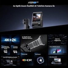 Çelik Ticaret A329T 2 Kameralı Ön+Arka 4K 60FPS+2K Wi-Fi 6 Hdr Starvıs 2 Sensör Gps'li SSD Destekli Araç Kamerası
