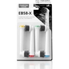 Çelik Ticaret EB58-X Aktif Kömürlü Diş Fırçası Yedek Başlığı, Oral-B ile Uyumlu, Doğal Beyazlatma, Derin Plak Temizliği, 4'lü Paket