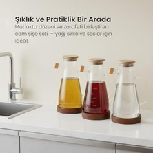 Çelik Ticaret Amberhaus Kesten 900 ml Cam Yağdanlık | Ahşap Kapaklı ve Altlıklı | Şeffaf, Pratik Mutfak Yağ ve Sirke Şişesi