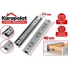 Karapolat Dmk 40 cm Çekmece Rayı 3,5 cm Genişlik Metal Mobilya Rayı