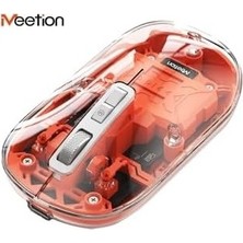 Çelik Ticaret Meetion | BTM005 | Turuncu | Saydam Ofis Mouse | 2.4g Kablosuz + Çift Bluetooth | Sessiz Tıklama | 2400 Dpı