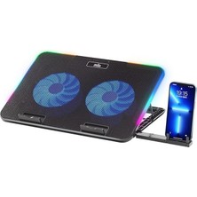 Çelik Ticaret Mila Serisi M2 R-Type Rgb Işıklı, 2 Büyük Fan, Telefon Standı,2 USB Notebook Soğutucu Stand