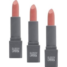 Çelik Ticaret Uzun Süre Kalıcı Yoğun Renk Veren Nemlendirici Parlak Ruj - Glossy Lipstick 301 Bright Pink (3 Paketi)