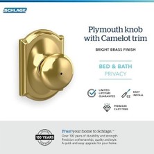 Çelik Ticaret F40 Ply 605 Cam Camelot Koleksiyonu Plymouth Gizlilik Topuzu, Parlak Pirinç