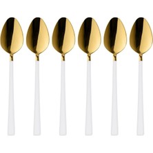 Çelik Ticaret 6 Parça Tatlı Kaşığı Seti, Paslanmaz Çelik, Beyaz, 16 Cm, 110 Gram, Elde Yıkanabilir