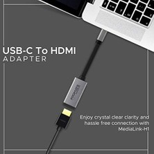 Çelik Ticaret Type-C Den HDMI A Bağlantı Kablosu Ultra Hızlı 4k30hz Dönüştürücü/promate Medıalınk-H1.grey