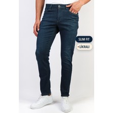 Hlt Jeans Erkek Dark Green Taşlamalı Slim Fit Likralı Jean Kot Pantolon HLTHE001949