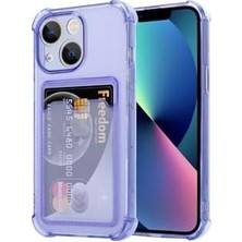 Çelik Ticaret & Aksesuar 15 ile Uyumlu Şeffaf Yapıya Sahip Arka Ksımında Kartlık Bölmeli Kolay Kullanım Sağlayan Telefon Kılıfı (Lila)
