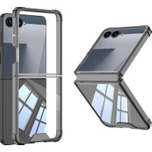 Çelik Ticaret Galaxy Z Flip 7 ile Uyumlu Kılıf Full Camlı Kıpta Kapak - Siyah