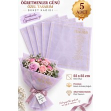 Colorpak Öğretmenler Günü'ne Özel Tasarım Çiçek Buket Kağıdı – Lila - Pembe - Beyaz | 5 Adet | 55×55 cm