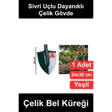 Wonara #belküreği Çelik Bel Küreği 24X30 cm Sivri Uçlu Yeşil Boyalı Metal Kürek Ucu Bahçe Toprak Kazma Aleti Tarım Peyzaj Zirai Bahçecilik Ekipmanı Dayanıklı Sap Soketli Bahçıvan Malzemesi Kazı Işleri