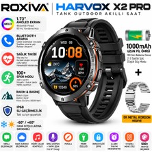Roxiva Harvox X2 Pro Tank Outdoor Profosyonel Akıllı Saat 1.73 Inç Amoled Ekran Bluetooth Bağlantı Sağlık Takibi