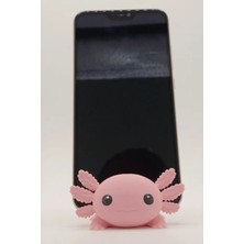 Genç 3D Sevimli Aksolotl Telefon Standı - Masaüstü Telefon Tutucu Figür - Dekoratif Sevimli Hayvan Temalı Video Izleme ve
