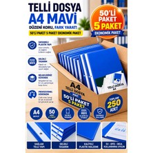 Telli Dosya Mavi A4 – 50'li - 5 Paket Plastik Klasör Delikli