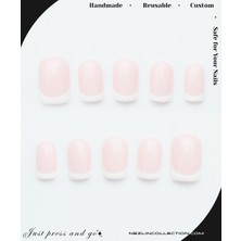 Soft French Protez Jel Takma Tırnak - El Yapımı Kalıcı Oje Nail Art - NC216