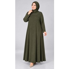 Şebnem Tekstil Kışlık Kalın Penye Kumaş Taşlı Elbise