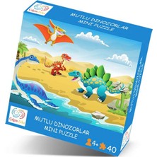 Belirtilmemiş Mutlu Dinozorlar Mini Puzzle 40 Parça 3 4 Yaş Çocuk Puzzle ve Yapboz 5 - 6 Yaş Çocuk Puzzle