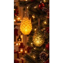 İlya Ada 2 Adet (12 Cm) Çam Kozası Tasarımlı Kulübe Yılbaşı Süsü & Tealıght Mum