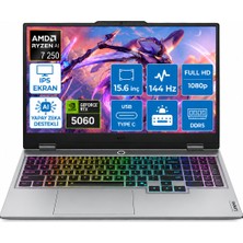 Lenovo Loq 15AHP10 Amd Ryzen 7 250 RTX5060 (8gb 100W) 48GB Ram 1tb SSD IPS Panel 144Hz 15.6" Fhd WINDOWS11 Protaşınabilir  Bilgisayar 83JG00BJTR01 & Cimete