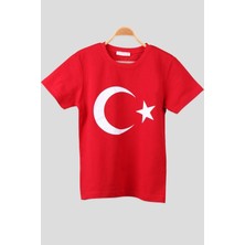 Nacar Stylish Kız Çocuk Çocuk Kırmızı Türk Bayraklı T-Shirt