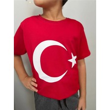 Gökmete Kız Çocuk Türk Bayraklı Tişört Çocuk Tişört Bayrağımız