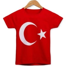 Sarıgelin Home Concept Kız Çocuk Bayrak  Baskılı Tişört..23 Nisan Tişört.ayyıldızlı Tişört