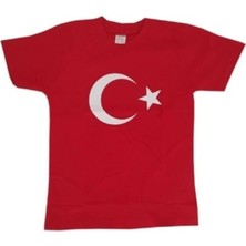 Has Kids Karakaya Tuhafiye Kız Çocuk Kısa Kollu Ayyıldızlı Kırmızı Bayrak Tişört