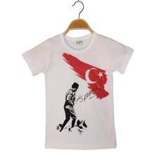 Ünal Giyim Kız Çocuk Çocuk Beyaz Atatürk Baskılı T-Shirt