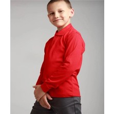 ÜMİTEKS WORLD OF CLOTHES Kız Çocuk Kırmızı Polo Yaka Okul Tişörtü Pamuk Polo Yaka Kırmızı Tişört