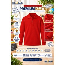 Kidsmadamiko Kız Çocuk Uzun Kollu Polo Yaka Pamuklu Okul T-Shirt