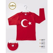 Aykon Kız Çocuk Kırmızı Türk Bayraklı Uzun Kollu T-Shirt