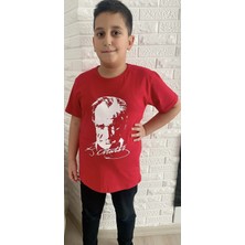 Hakem Triko Atatürk Kırmızı Baskılı Kısakollu %100 Pamuk Süprem Tişört Kız Çocuk