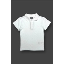 Cloise Kız Çocuk Çocuk Polo Yaka Beyaz Kısa Kol T-Shirt Okul ve Günlük Kullanım