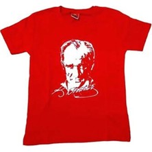 Gökkuşağı Giyim Kız Çocuk Yarım Kol Kırmızı Atatürk Baskılı T-Shirt