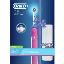 Pro 750 Elektrikli Diş Fırçası, Crossaction Takmalı Fırça, Bonus Paketi Seyahat-Ile, Pembe