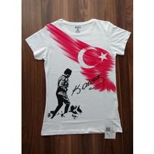 Jefix Kız Çocuk Türk Bayrağı ve Atatürk Baskılı Tişört