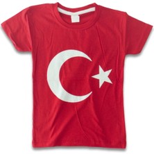 Babaps Bayrak Baskılı Kırmızı Kız Çocuk T Shirt, 23 Nisan T Shirt, 19 Mayıs T Shirt, Okul T Shirt