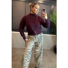 Mir Store Bordo Dik Yaka Fermuar Detaylı Yumoş Kazak