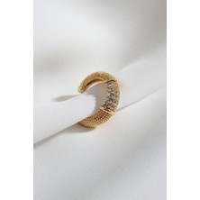 Kokoş Ear Cuff Kıkırdak Küpe Altın Renk Tekli
