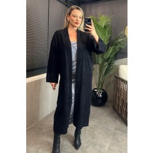 Mir Store Siyah Yumuşak Dokulu Maxi Boy Hırka