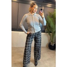 Mir Store Gri Polo Yaka Düğmeli Premium Triko