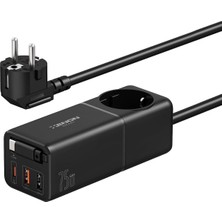 Masaüstü Priz Hızlı Şarj Istasyonu | 75W Gan 4000W Ac Dahili Usb-C Kablo 3 x USB Pd Pps X6412