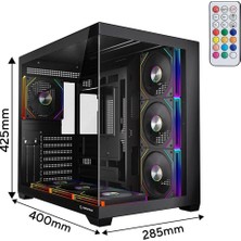 Ares V2 Temperli Camlı 7 * 12CM Argb Pwm Fan + Kumanda Atx Mid-T Gaming Oyuncu Kasası