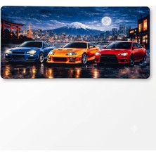 Kaymaz Mousepad Üç Araba Desenli Oyuncu Gaming Mouse Pad 40X90CM