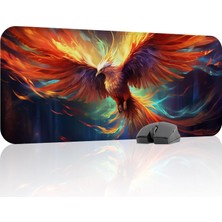 Anka Kuşu Phoenix Desenli Dikişli Kenar Oyuncu Gaming Mouse Pad Kauçuk Kaymaz Taban Mousepad (V3,