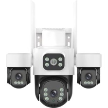 X113 3 Lensli 3mp Wifi Ptz Güvenlik Kamerası 2k Video Çözünürlüğü Beyaz Renkli Gece Görü�