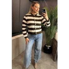 Mir Store Kahverengi Çizgili Triko Hırka